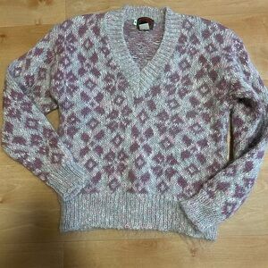 Vintage Boston Traders Wool/Mohair Blend Knit Sweater M Purple/Pink HongKong Ski